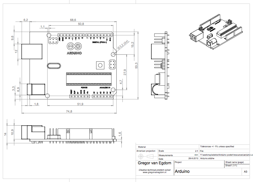 Arduino Uno Technical Drawing PDF